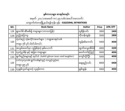 နှစ်ကာလများစာပေရဲ့ စာအုပ်ဈေးရောင်းပွဲ နှစ်ကာလများစာပေရဲ့ စာအုပ်ဈေးရောင်းပွဲ